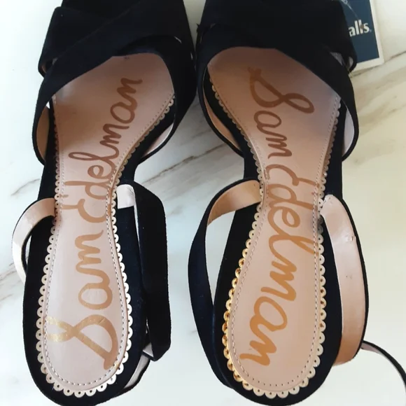 SAM EDELMAN Aly Ankle Strap Black Suede Dressy High Heel Sandal Sz 8.5 - NWT - Picture 9 of 10